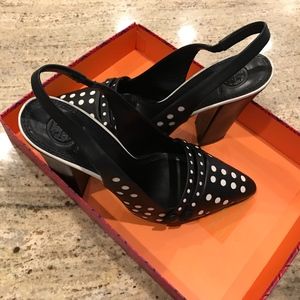 Tory Burch Kay Black and White Polka Dot  Pumps